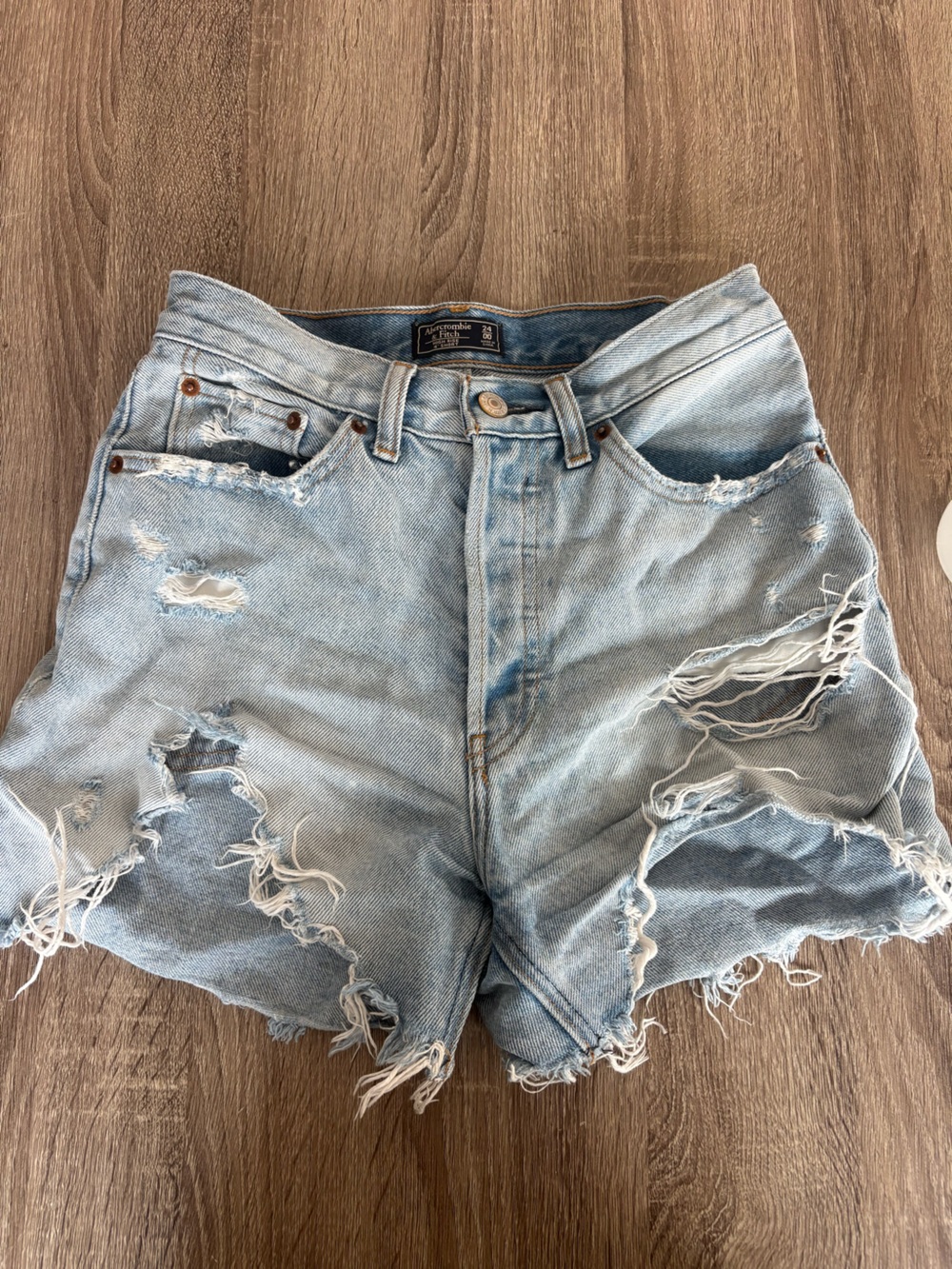 Abercrombie & Fitch Light Blue High-Rise Denim Shorts